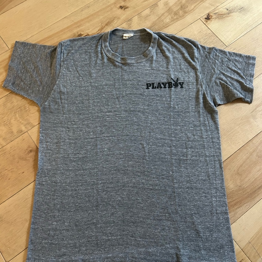 Vintage PLAYBOY Gray T-Shirt with Black Accents